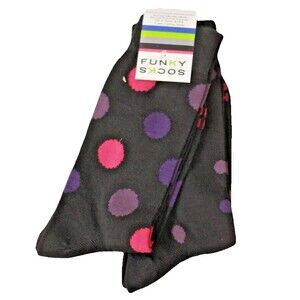 Funky Socks Men's Purple Polka-Dot 2-Pack Socks, Sock Size 10-13 - New
